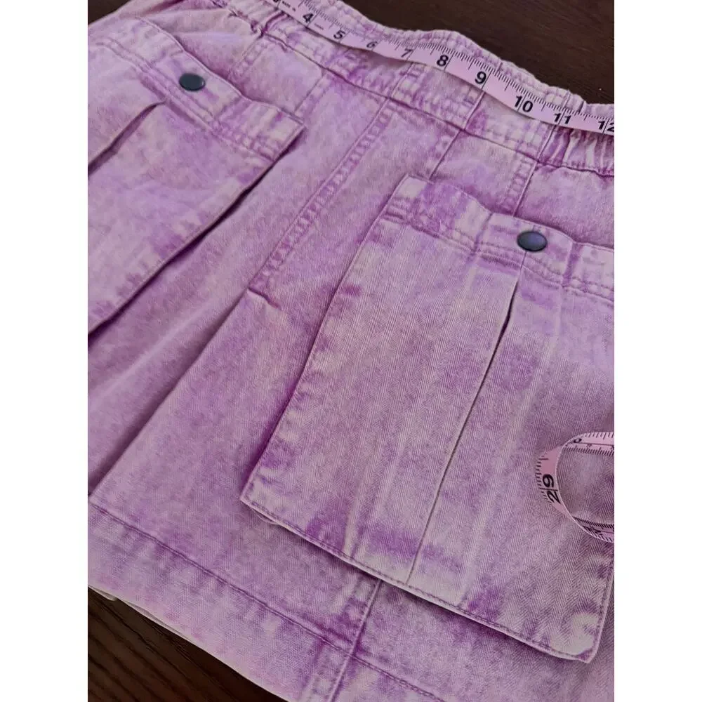 Free People Women's Pink Valley Girl West Coast Mini Denim Skirt Sz 2 Preppy Y2K